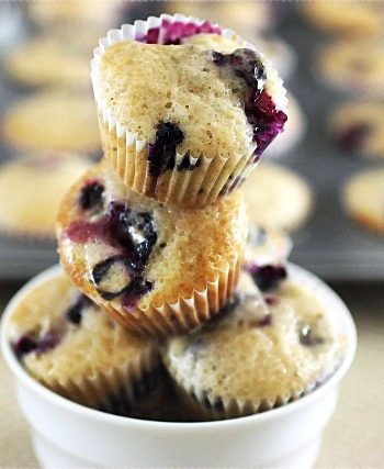 Jordan Marsh Blueberry Muffins with Lemon Glaze {mind-over-batter.com}