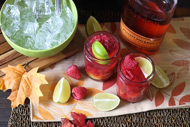 Raspberry Ginger Lime Bourbon Cocktail {mind-over-batter}