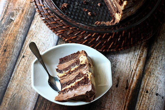 10-Layer Chocolate Caramel Mousse Cake {mind-over-batter.com}