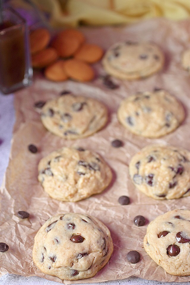 Banana Pudding Cookies {With Chocolate Chips} from Mind Over Batter